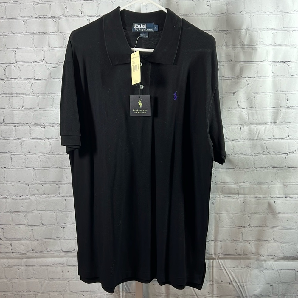 Polo by Ralph Lauren Mens Black XL Mesh Polo Shirt NWT.